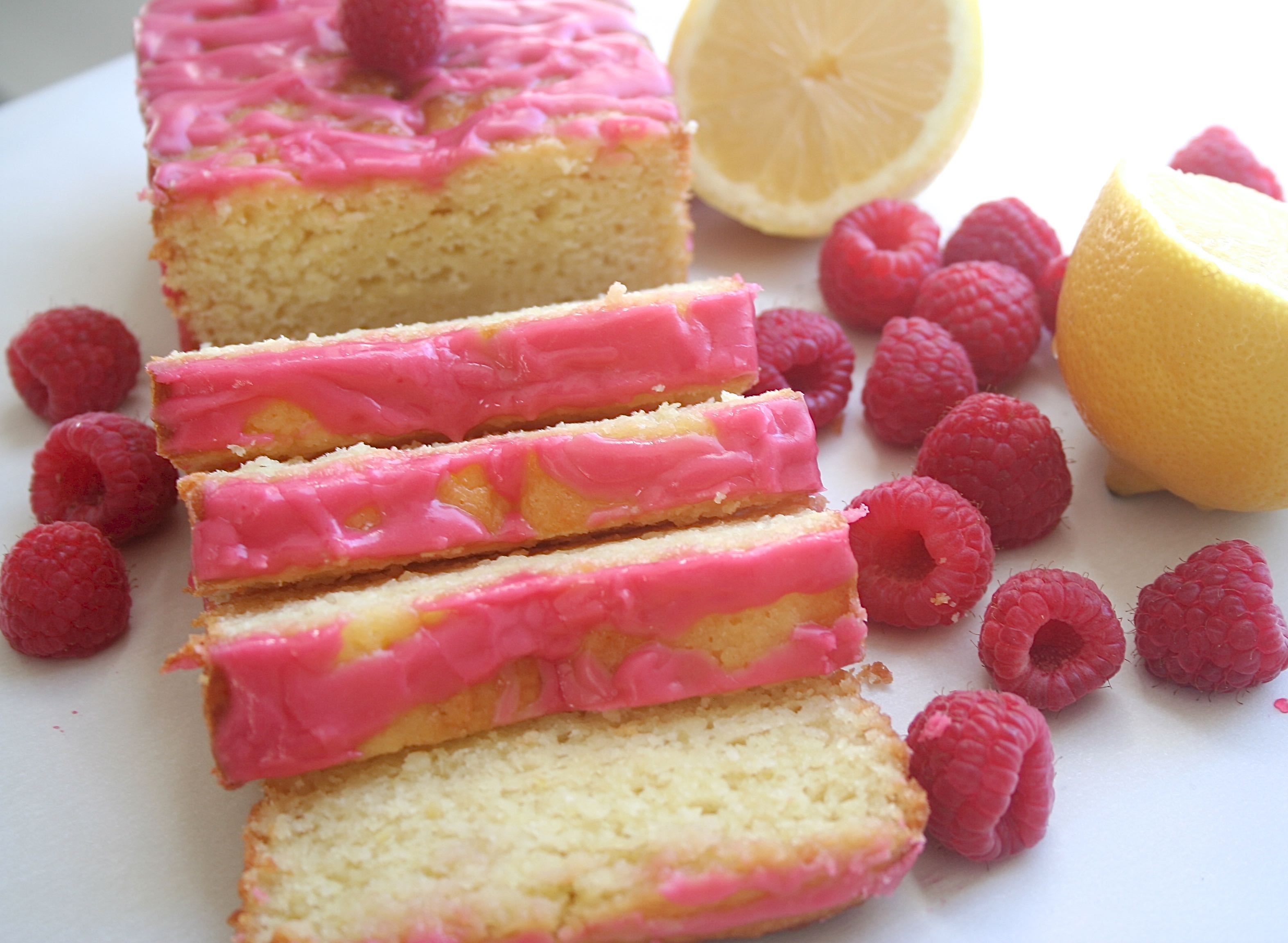 lemon cake with raspberry icing