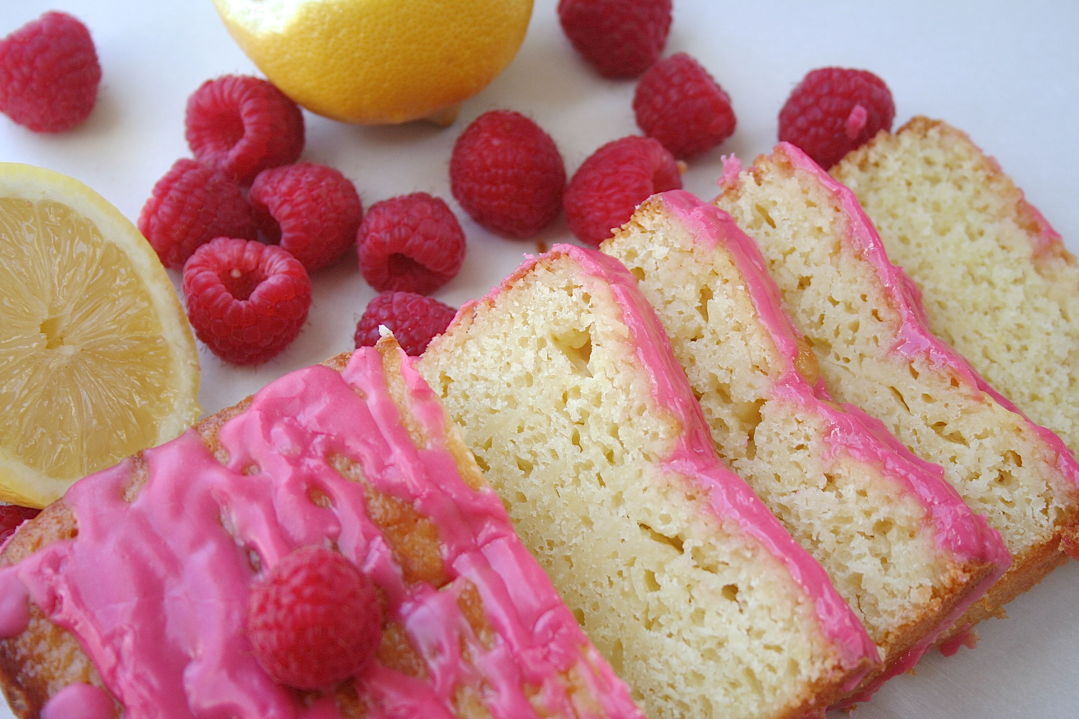 lemon cake with raspberry icing