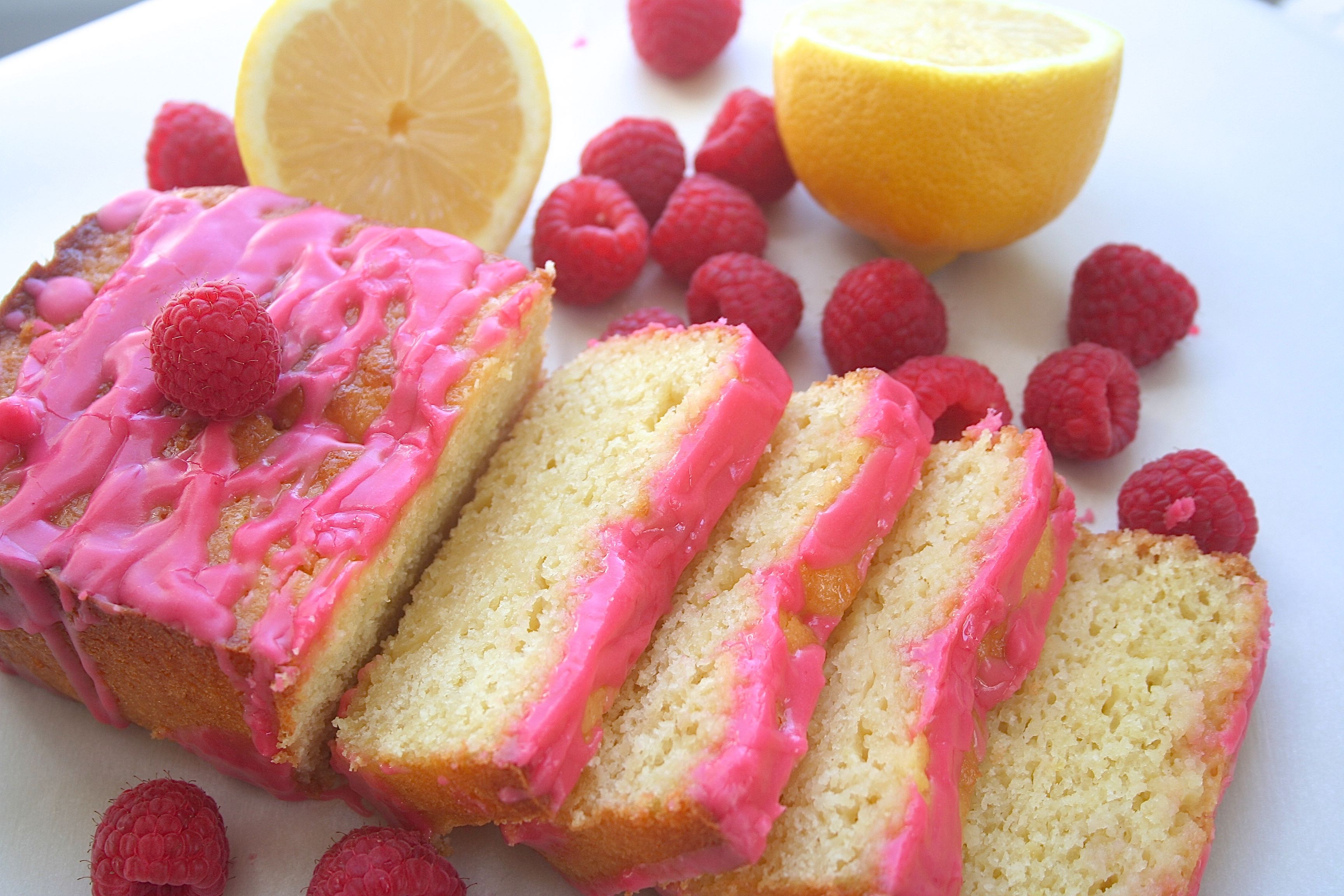 lemon cake with raspberry icing