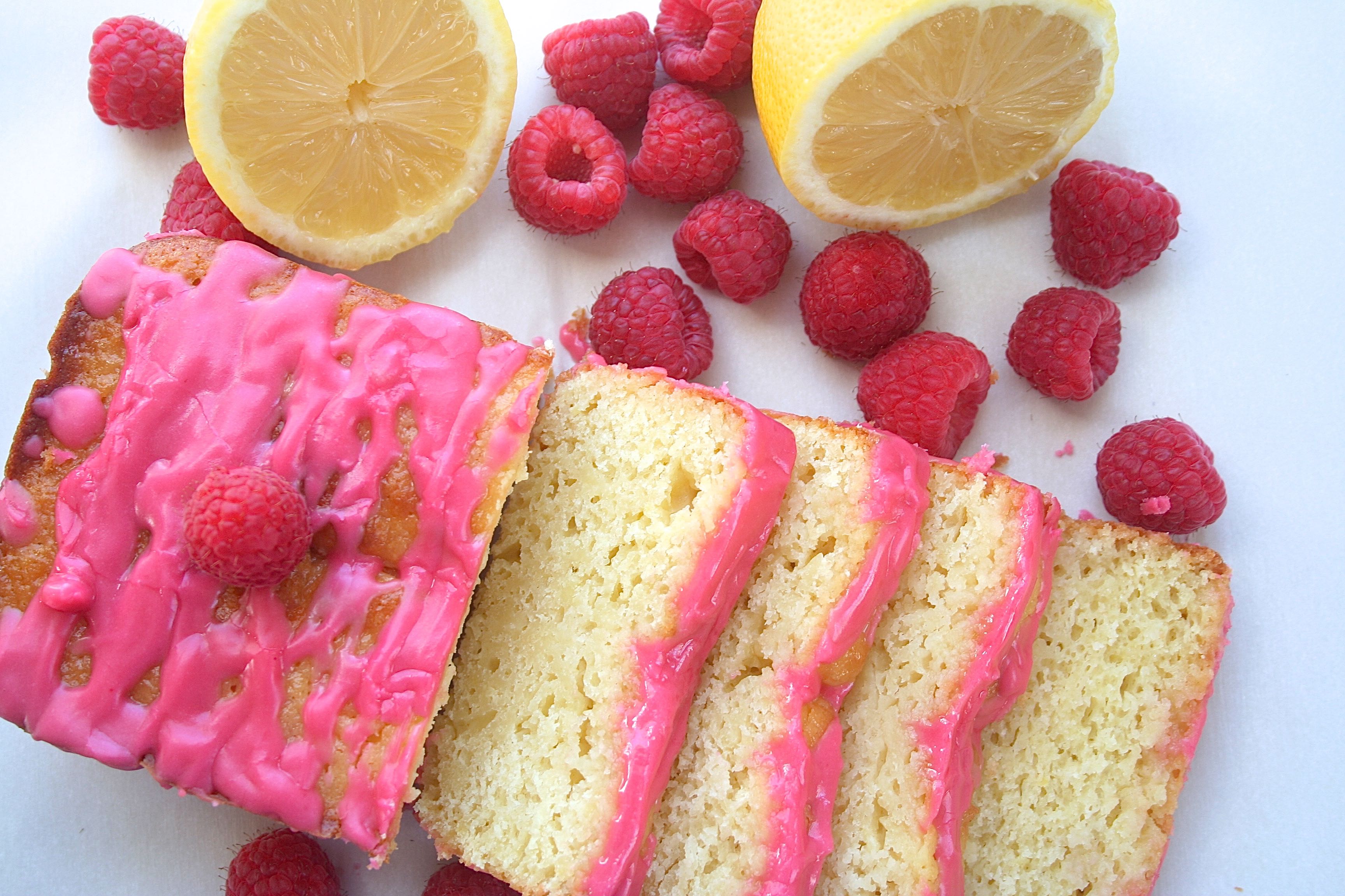 lemon cake with raspberry icing
