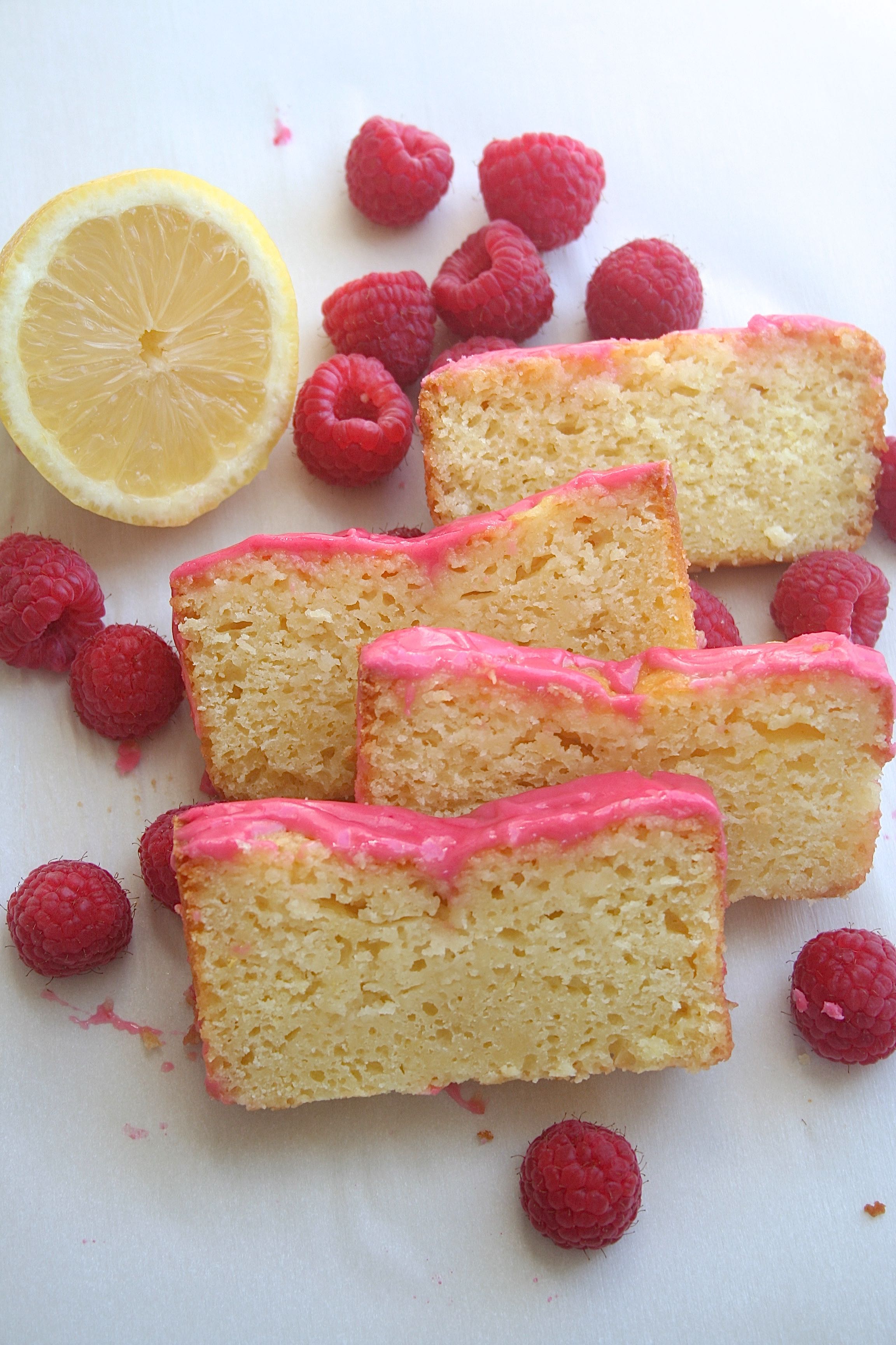 lemon cake with raspberry icing