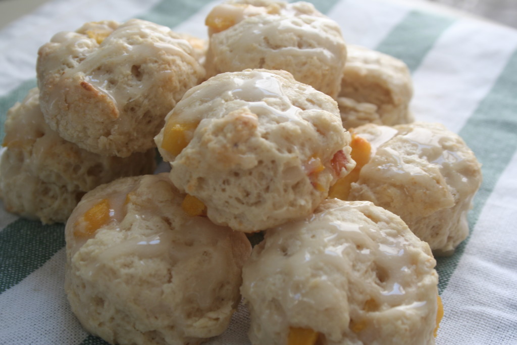 mini peach scones with salted honey glaze